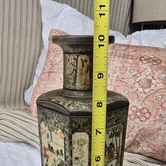 Rare Huntley & Palmers 10" Asian Vase Biscuit Tin 1928 Vintage - Picture 11 of 16